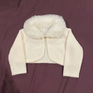 Janie and Jack Cream Faux Fur Shrug